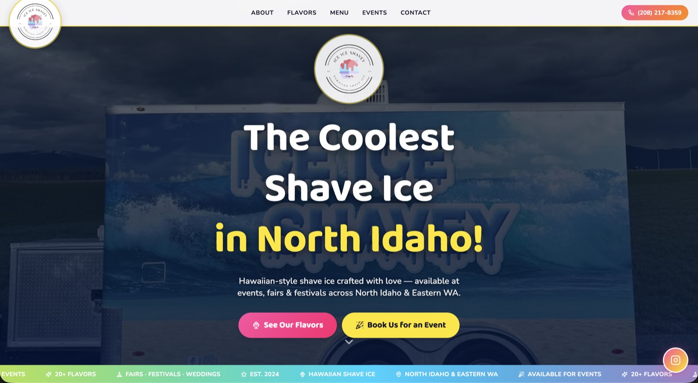 Ice Ice Shavey homepage: Hawaiian-style shave ice for events across North Idaho and Eastern Washington.