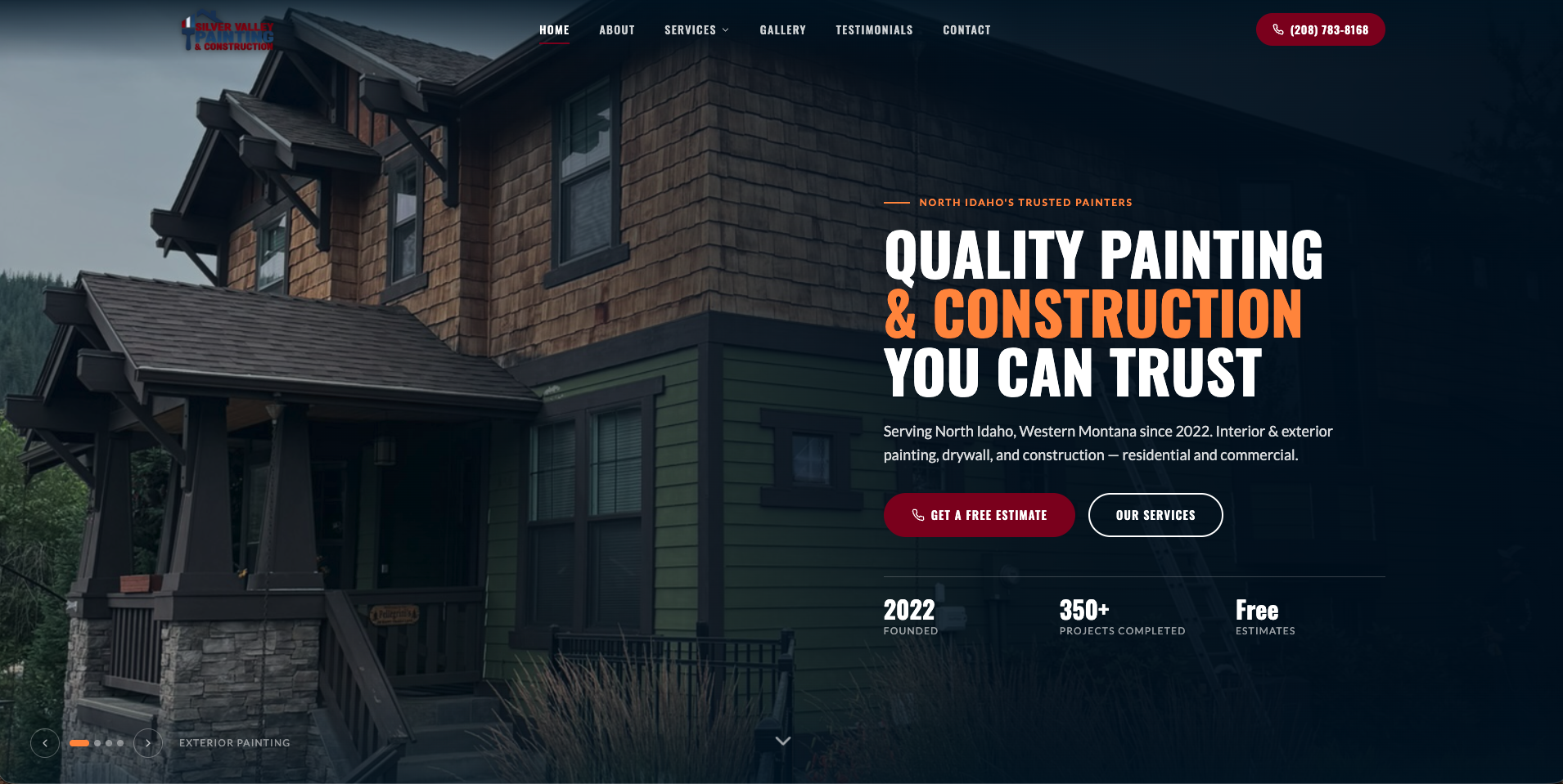 Silver Valley Painting homepage screenshot